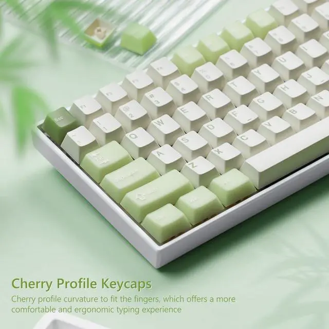 Alt view image 3 of 6 - _Mega Brand Matcha Green Keycaps PBT, Jelly Keycaps 60 75 100 Percent, Translucent Jade Key caps Custom 127 Keys, Cherry Profile for 61/68/84/87/98/100 Cherry Gateron MX Mechanical Gaming Keyboards