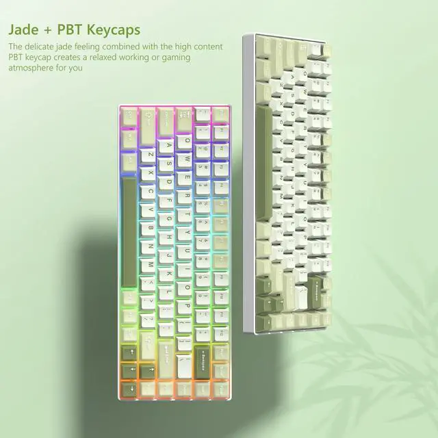Alt view image 2 of 6 - _Mega Brand Matcha Green Keycaps PBT, Jelly Keycaps 60 75 100 Percent, Translucent Jade Key caps Custom 127 Keys, Cherry Profile for 61/68/84/87/98/100 Cherry Gateron MX Mechanical Gaming Keyboards