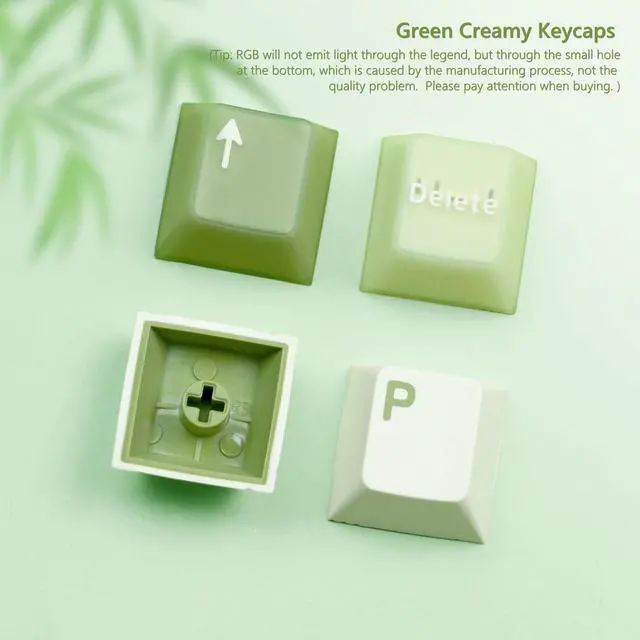 Alt view image 5 of 6 - _Mega Brand Matcha Green Keycaps PBT, Jelly Keycaps 60 75 100 Percent, Translucent Jade Key caps Custom 127 Keys, Cherry Profile for 61/68/84/87/98/100 Cherry Gateron MX Mechanical Gaming Keyboards