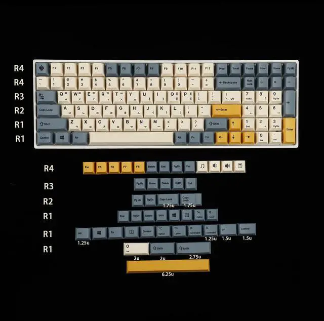 Alt view image 2 of 7 - _Mega Brand 145 Apricot Yellow Korean Dye-Sub Mac Keycaps Thick PBT Cherry Profile Key caps for TKL 61 64 68 75 87 96 104 108 GMMK MX Mechanical Keyboard