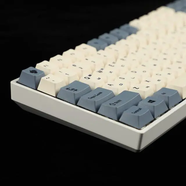 Alt view image 3 of 7 - _Mega Brand 145 Apricot Yellow Korean Dye-Sub Mac Keycaps Thick PBT Cherry Profile Key caps for TKL 61 64 68 75 87 96 104 108 GMMK MX Mechanical Keyboard