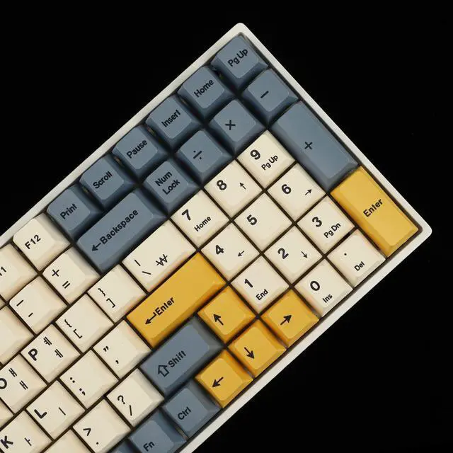 Alt view image 5 of 7 - _Mega Brand 145 Apricot Yellow Korean Dye-Sub Mac Keycaps Thick PBT Cherry Profile Key caps for TKL 61 64 68 75 87 96 104 108 GMMK MX Mechanical Keyboard