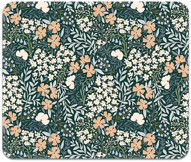 Alt view image 2 of 6 - Mouse Pad with Stitched Edges - Cute Floral Mousepad for Women, 9.25 x 7.75 inch Washable Square Desk Pad, Non-Slip Rubber Base, Office Home Laptop Accessories - Vintage Garden