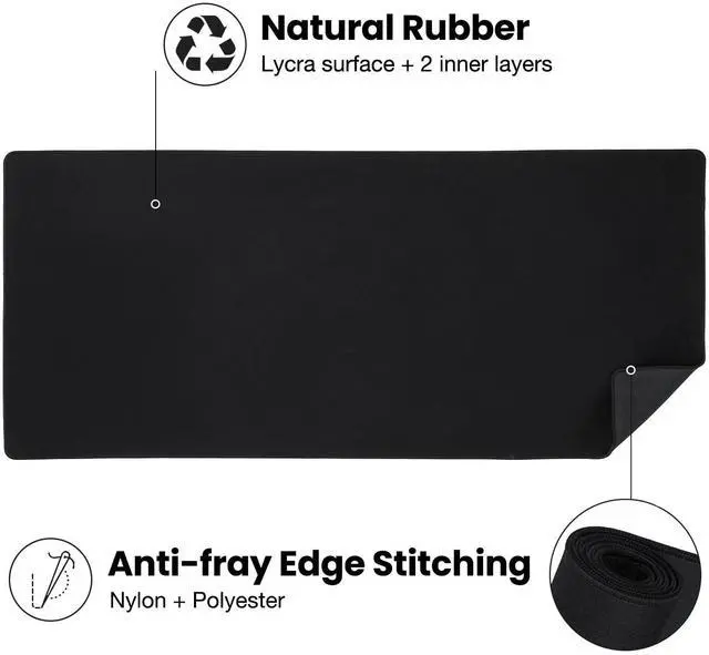 Alt view image 3 of 6 - _Mega Brand Large Gaming Mouse Pad with Non-Slip Rubber Base,Stitched Edge,Desk mat for Laptop,Computer & PC, Wristing Pad for Gamer,Office & Home,Classic Black XL 11.81''x31.50''x0.12''