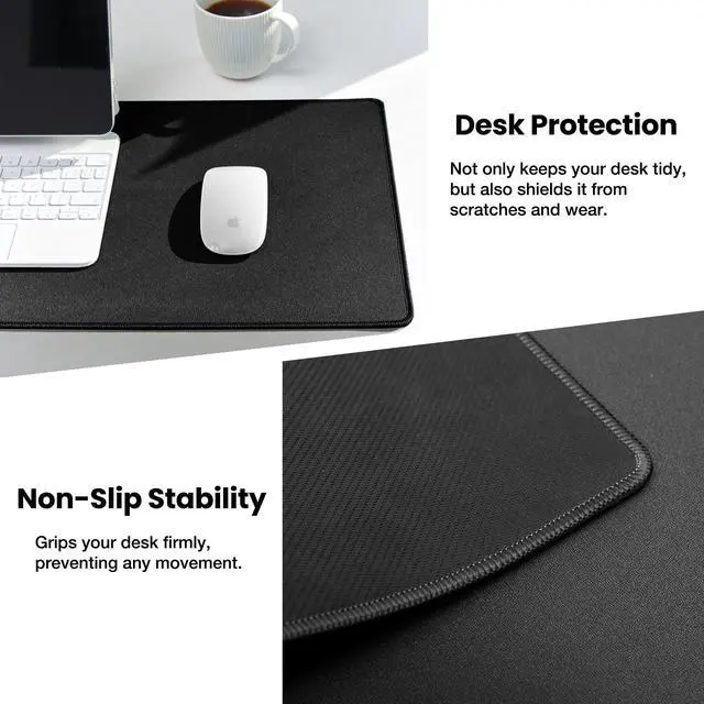 Alt view image 5 of 6 - _Mega Brand Large Gaming Mouse Pad with Non-Slip Rubber Base,Stitched Edge,Desk mat for Laptop,Computer & PC, Wristing Pad for Gamer,Office & Home,Classic Black XL 11.81''x31.50''x0.12''