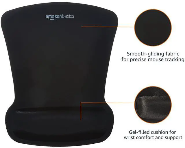 Alt view image 2 of 4 - _Mega Brand Irregular Ergonomic Gel Computer Mouse Pad with Wrist Rest for Pain Relief, 10.1L x 8.1W inches, Black