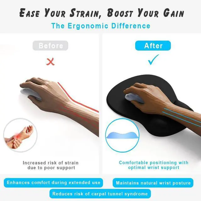 Alt view image 3 of 7 - ErgoComfort Gel Wrist Rest Mouse Pad-Ergonomic Office Mousepad with Wrist Support-Non-Slip, Design Desk Accessories Mat for Home&Game Decor (06Mocha Sand)