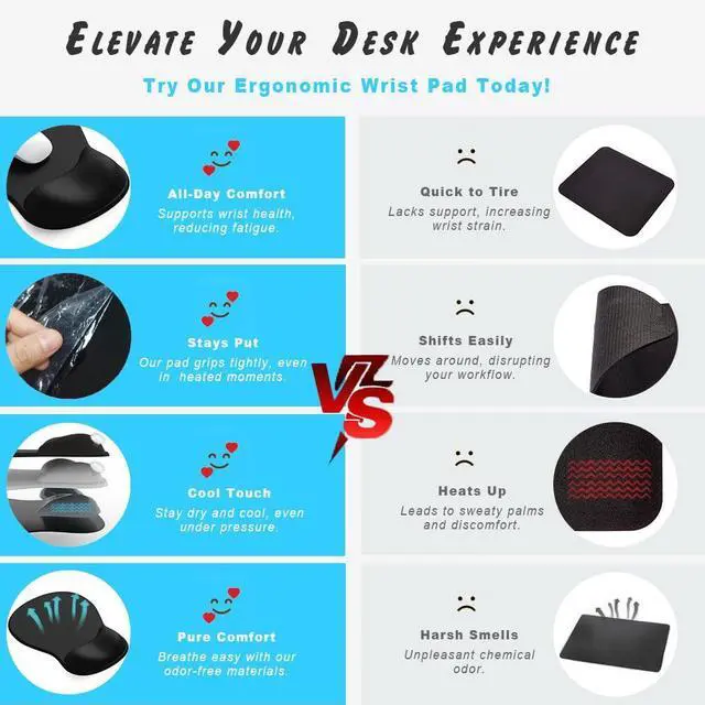Alt view image 6 of 7 - ErgoComfort Gel Wrist Rest Mouse Pad-Ergonomic Office Mousepad with Wrist Support-Non-Slip, Design Desk Accessories Mat for Home&Game Decor (06Mocha Sand)