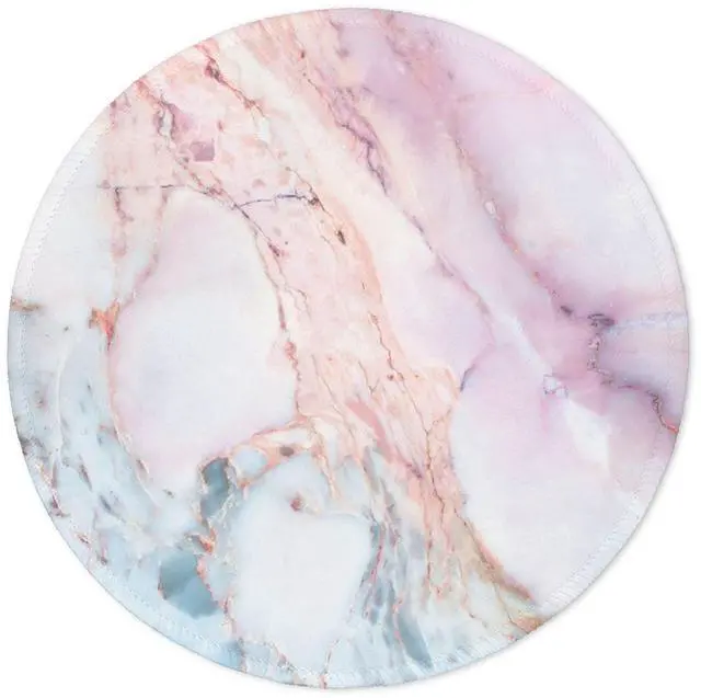 Main image of Marble Round Mouse Pad Pink Marble Customized Premium-Textured Washable Desktop Protection Mouse Mat with Non-Slip Rubber Base 7.87×7.87×0.12 inches, Pink Marble