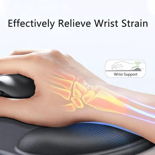 Alt view image 2 of 6 - _Mega Brand Ergonomic Mouse Pad with Wrist Rest, Gel Wrist Support Mousepad, Pain Relief Laptop Computer Mouse Pad, Non-Slip Mouse Pads for Office & Home (Black)