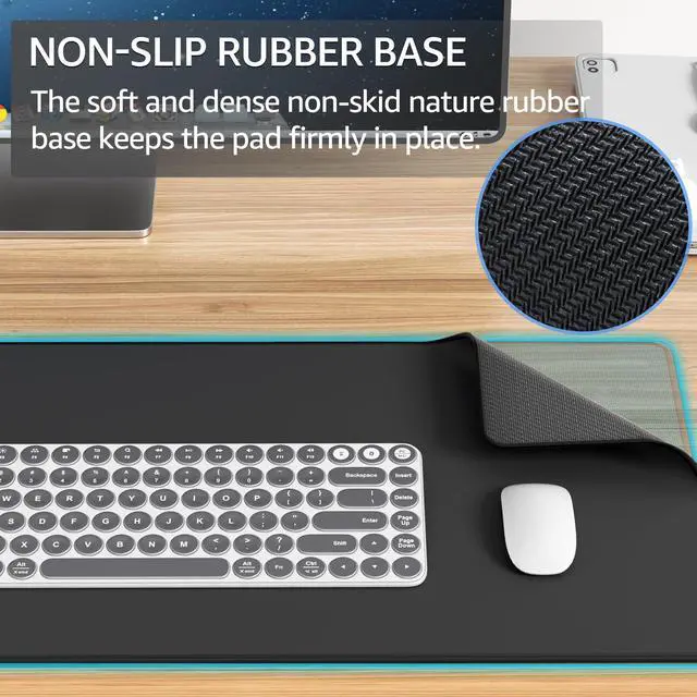 Alt view image 4 of 7 - KEHIPI Large Gaming Mouse Pad with Stitched Edges, Extended Mousepad with Superior Micro-Weave Cloth, Non-Slip Base, Water Resist Keyboard Pad, Desk Mat for Gamer, Office & Home, 31.5 x 15.7 in, Black