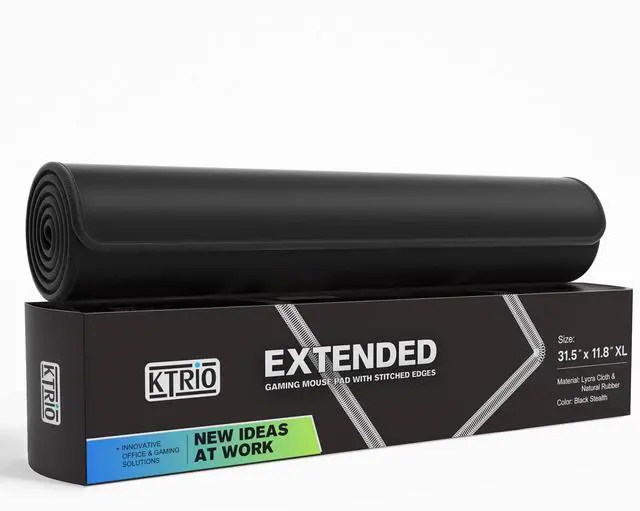 Alt view image 7 of 7 - KEHIPI Large Gaming Mouse Pad with Superior Micro-Weave Cloth, Extended Desk Mousepad with Stitched Edges, Non-Slip Base, Water Resist Keyboard Pad for Gamer, Office & Home, 31.5 x 11.8 in, Black