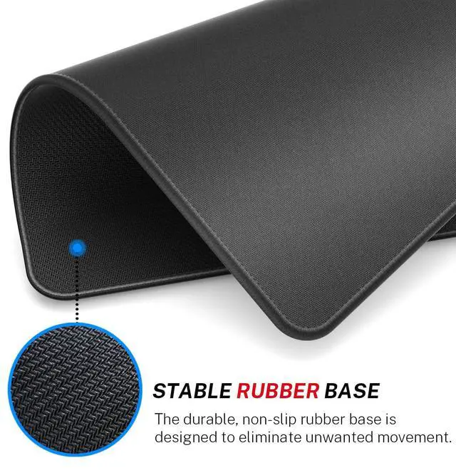 Alt view image 4 of 7 - _Mega Brand Mouse Pad [30% Larger] with Anti-fray Stitching, Premium-Textured & Waterproof Computer Mousepad with Non-Slip Rubber Base, Gaming Mouse Mat for Laptop, Office & Home, 8.5 x 11 inch, Black