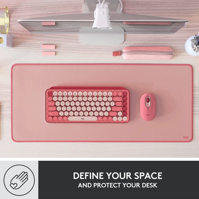 Alt view image 2 of 7 - Logitech Studio Series Desk Mat Large 28x12 Inches - Rubber - Darker Rose | Multifunctional large pad, extended mouse surface, office desk protector, anti-slip base, spill-resistant