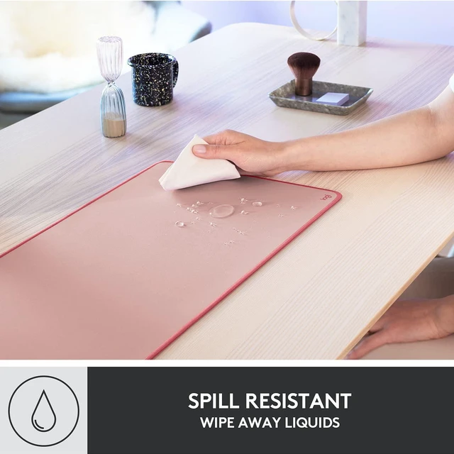 Alt view image 4 of 7 - Logitech Studio Series Desk Mat Large 28x12 Inches - Rubber - Darker Rose | Multifunctional large pad, extended mouse surface, office desk protector, anti-slip base, spill-resistant