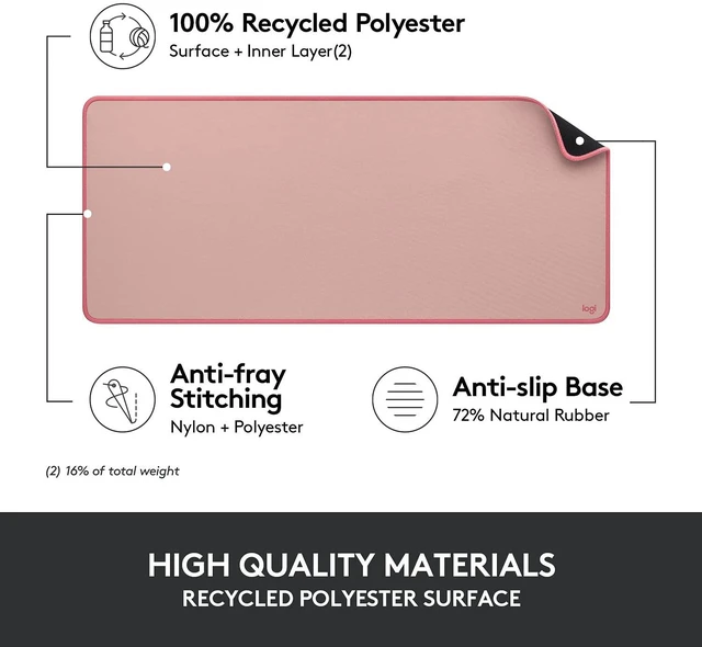 Alt view image 5 of 7 - Logitech Studio Series Desk Mat Large 28x12 Inches - Rubber - Darker Rose | Multifunctional large pad, extended mouse surface, office desk protector, anti-slip base, spill-resistant