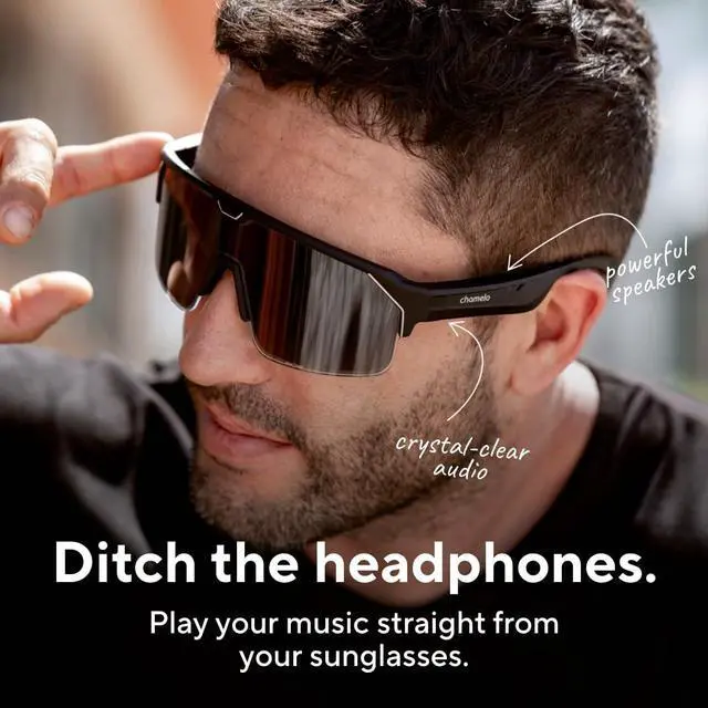Alt view image 4 of 7 - _Mega Brand Smart Audio Sunglasses Matte Black Frame, Smoke Lenses | Open-Ear Bluetooth Glasses for Men & Women with Electronic Tint Control, Sweat Proof, Sports Eyewear, 100% UV Protection