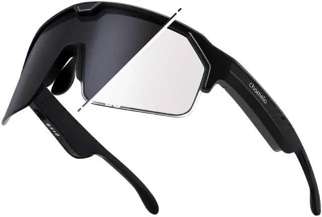 Main image of _Mega Brand Smart Audio Sunglasses Matte Black Frame, Smoke Lenses | Open-Ear Bluetooth Glasses for Men & Women with Electronic Tint Control, Sweat Proof, Sports Eyewear, 100% UV Protection