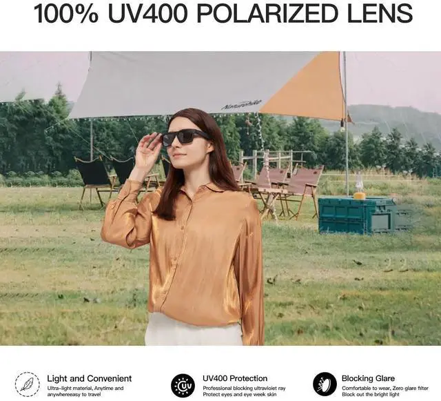 Alt view image 2 of 6 - Polarized Sunglasses with Bluetooth Speaker, Open Ear Audio, Athletic/Outdoor UV Protection and Voice Control