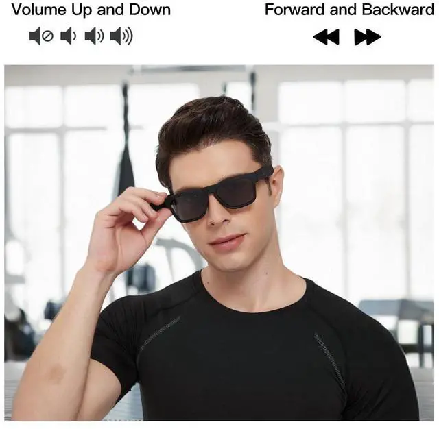 Alt view image 5 of 6 - Polarized Sunglasses with Bluetooth Speaker, Open Ear Audio, Athletic/Outdoor UV Protection and Voice Control