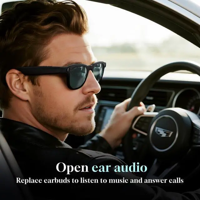 Alt view image 3 of 5 - _Mega Brand AI Smart Glasses with 4K HD Camera for Photos & Videos, Hands-Free Vlog Recording, Powered by ChatGPT, Open-Ear Audio, Ultra-Light Design for Driving, Outdoor, Pet & Kid, Black