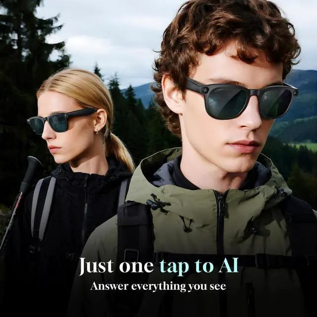 Alt view image 2 of 5 - _Mega Brand AI Smart Glasses with 4K HD Camera for Photos & Videos, Hands-Free Vlog Recording, Powered by ChatGPT, Open-Ear Audio, Ultra-Light Design for Driving, Outdoor, Pet & Kid, Black