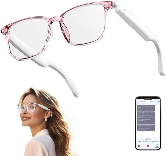 Main image of _Mega Brand AI Smart Glasses, Bluetooth 5.4 Translation Glasses with 144 Language & Accents, Blue Light Filtering Lenses, Multifunctional Smart Glasses for Men Women, Travel Meeting Trade Business