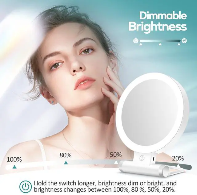 Alt view image 5 of 7 - Planet Magnifying Mirror with Light 30X, Double-Sided 1X/ 30X Magnifying Makeup Mirror with Tweezer, 2000mAh 3 Colour Modes with Adjustable Brightness,Foldable Travel Mirror(9" L x 7" W)