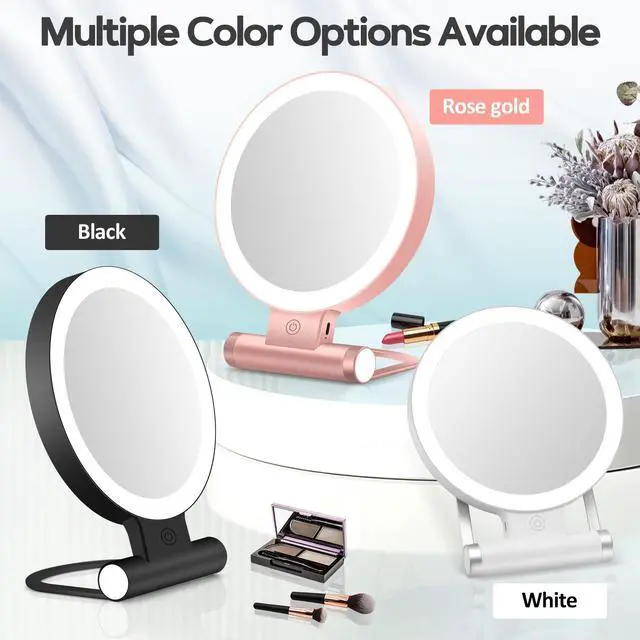Alt view image 3 of 7 - Planet Magnifying Mirror with Light 30X, Double-Sided 1X/ 30X Magnifying Makeup Mirror with Tweezer, 2000mAh 3 Colour Modes with Adjustable Brightness,Foldable Travel Mirror(9" L x 7" W)