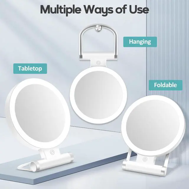 Alt view image 7 of 7 - Planet Magnifying Mirror with Light 30X, Double-Sided 1X/ 30X Magnifying Makeup Mirror with Tweezer, 2000mAh 3 Colour Modes with Adjustable Brightness,Foldable Travel Mirror(9" L x 7" W)
