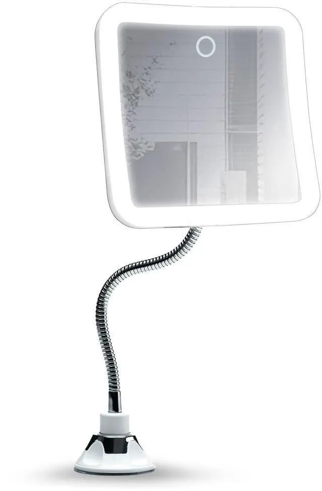 Main image of JAYSUING 10x Flexible Magnifying Mirror with 3 LED Light Settings, Rechargeable - Gooseneck Lighted Makeup Mirror for Bathroom, Locking Suction Mount, Cordless, 360° Rotatable (Mira 2 Plus)