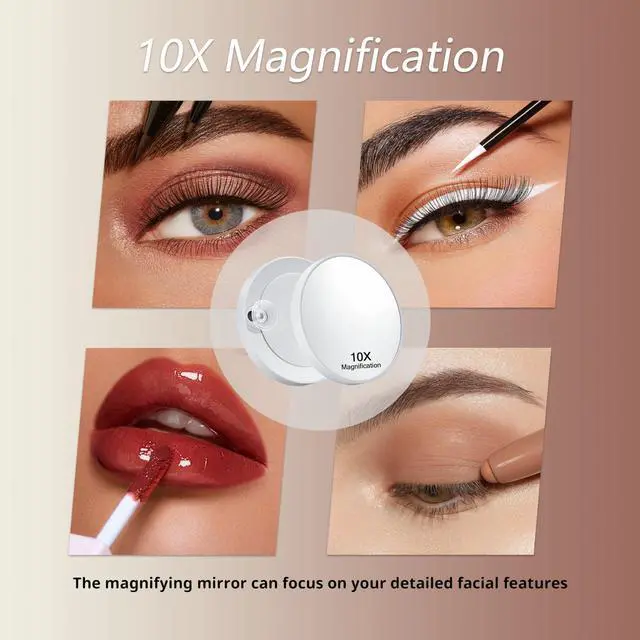 Alt view image 4 of 7 - _Mega Brand Vanity Mirror with Lights, Hollywood Vanity Makeup Mirror with 9 Dimmable LED Bulbs, 3 Color Lighting Modes, Detachable 10X Magnification, 360°Rotation,White
