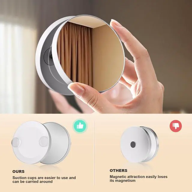 Alt view image 5 of 7 - _Mega Brand Vanity Mirror with Lights, 9.8" x 12" LED Makeup Mirror, Light & Brightness Adjustment, Smart Sensor, 360°Rotation, Aluminum Alloy Metal White Frame, with 5X Magnifying Glass