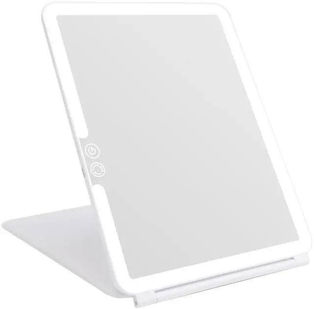 Main image of Folding Lighted Makeup Mirror with 72 LEDs 3 Colors Light Modes USB Rechargable 1800mA Batteries Portable Ultra Thin Compact Vanity Mirror Dimmable Travel Mirror