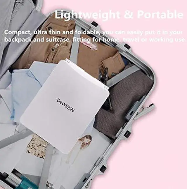 Alt view image 5 of 6 - Folding Lighted Makeup Mirror with 72 LEDs 3 Colors Light Modes USB Rechargable 1800mA Batteries Portable Ultra Thin Compact Vanity Mirror Dimmable Travel Mirror