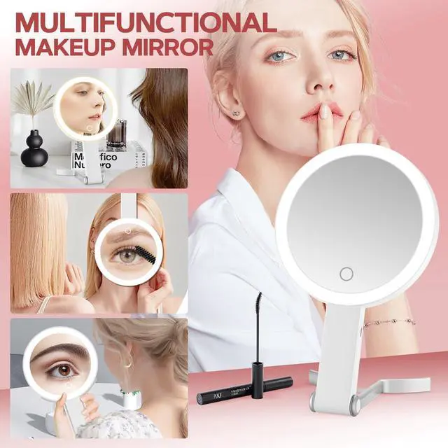 Alt view image 6 of 7 - _Mega Brand Mirror, 30X Magnifying Mirror with Light and Adjustable Brightness, Hanging and Handheld Mirror with Handle, Portable Travel Makeup Mirror with Lights, Vanity Mirrors for Women