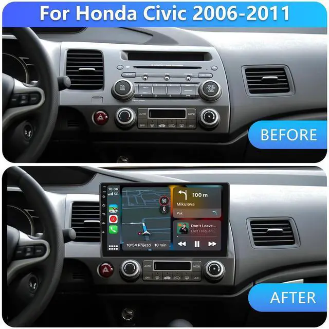 Alt view image 2 of 7 - _Mega Brand4G+64G Android 13 Car Radio for Honda Civic 2006-2011 with Wireless Carplay Android Auto GPS Navigation 10.1 Inch IPS Touch Screen Head Unit, Support Steering Wheel Control, , Backup Camera