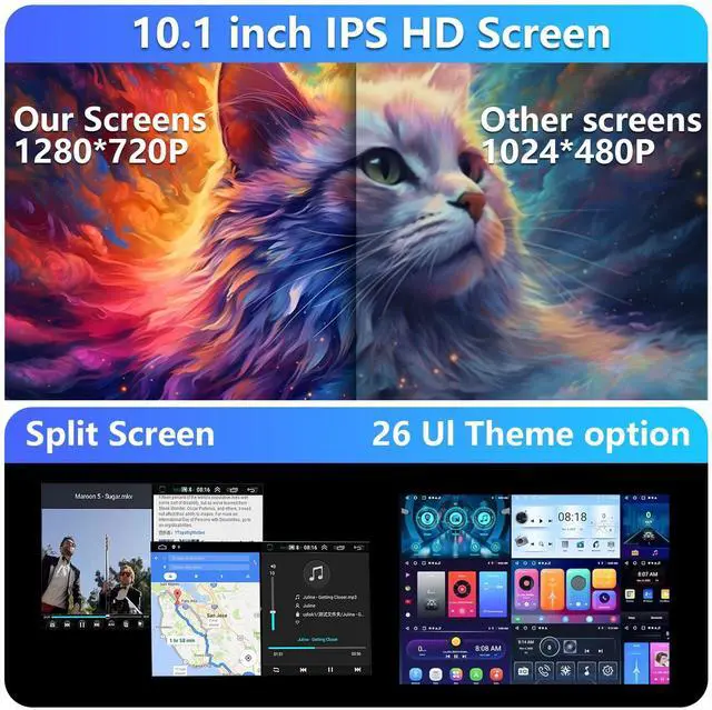 Alt view image 4 of 7 - _Mega Brand4G+64G Android 13 Car Radio for Honda Civic 2006-2011 with Wireless Carplay Android Auto GPS Navigation 10.1 Inch IPS Touch Screen Head Unit, Support Steering Wheel Control, , Backup Camera