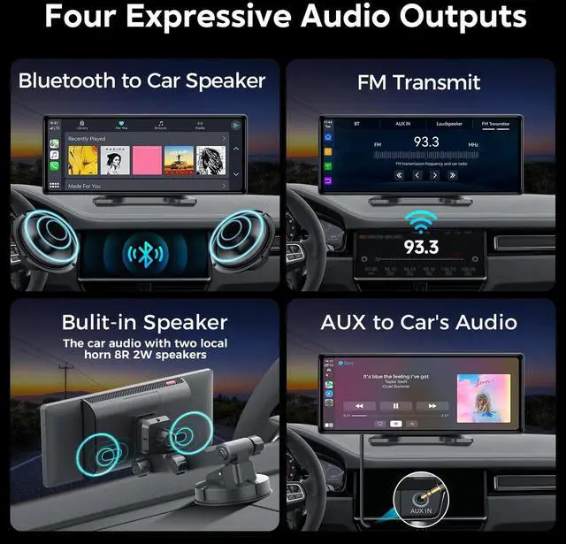 Alt view image 6 of 7 - _Mega Brand Wireless Apple Carplay Screen for Car, Secure Strong Bracket, Portable Apple CarPlay& Android Auto Car Stereo with GPS Navigation, Bluetooth, Mirror Link, Voice Control,Fits All Vehicles