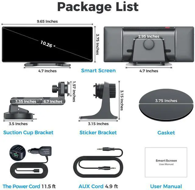 Alt view image 7 of 7 - _Mega Brand Wireless Apple Carplay Screen for Car, Secure Strong Bracket, Portable Apple CarPlay& Android Auto Car Stereo with GPS Navigation, Bluetooth, Mirror Link, Voice Control,Fits All Vehicles