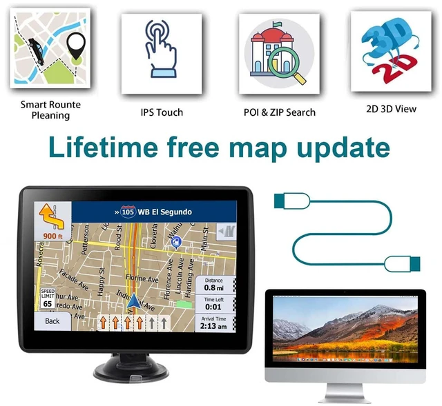 Alt view image 4 of 4 - 7 Inch GPS Navigator for Car Truck RV, 2026 Latest Map GPS for Car with Free Updates, Voice Guidance, Speed Alerts, Custom Routing, HD Touchscreen