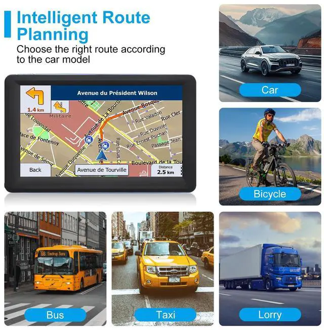 Alt view image 2 of 5 - _Mega BrandNavigator for Car Truck RV, Latest 2025 Map, 7 inch Touch Screen Real Voice Spoken Turn-by-Turn Direction Reminding Navigation System for Cars, Vehicle GPS with Speed and Red Light Warning