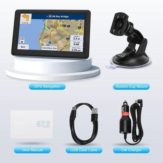 Alt view image 5 of 5 - _Mega BrandNavigator for Car Truck RV, Latest 2025 Map, 7 inch Touch Screen Real Voice Spoken Turn-by-Turn Direction Reminding Navigation System for Cars, Vehicle GPS with Speed and Red Light Warning
