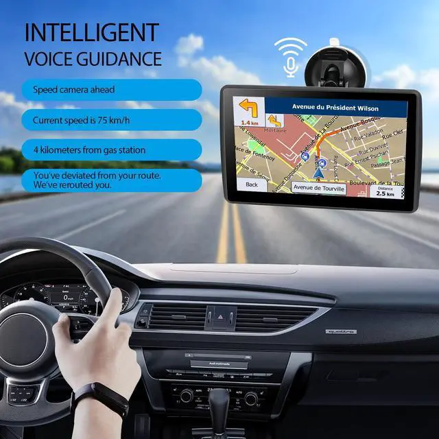 Alt view image 2 of 5 - _Mega Brand Navigator for Car Truck RV - Touchscreen Navigation System,  North America Maps Free Lifetime Updates, Turn-by-Turn Voice Guidance, Speed & Red Light Warning, GPS Navigation for All Cars
