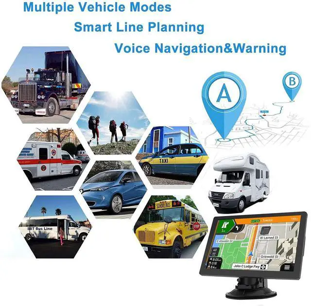 Alt view image 4 of 7 - _Mega BrandGPS Navigator for Car Truck RV 9'' HD Touchscreen, Latest 2025 Map with Custom Truck Routing, Lane Guidance, Turn-by-Turn Voice Directions, Speed & Red Light Alerts, Free Lifetime Updates