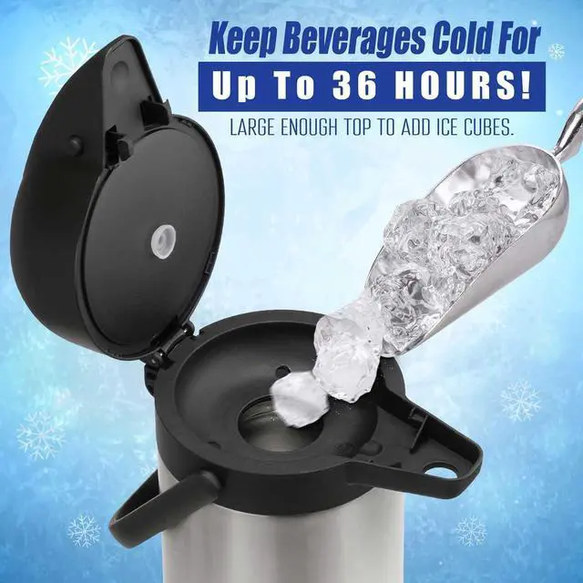 Alt view image 3 of 6 - Coffee Carafe for Keeping Hot - 102oz/3L Airpot Coffee Dispenser with Pump - Insulated Stainless Steel Hot Beverage Dispenser for Parties - Thermal Carafe for Hot Drinks Water Tea Chocolate