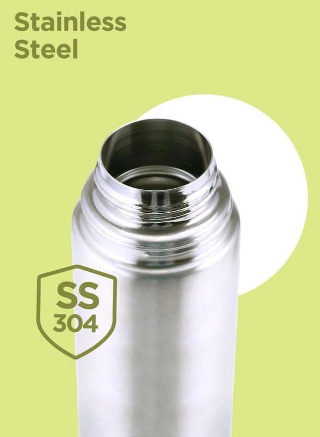 Alt view image 2 of 7 - Milton Flask 34 oz Insulated Water Bottle with Cover, Flip Lid, Thermosteel | Stainless Steel, Double Wall Vacuum Insulation, Keeps Drinks Hot & Cold up to 24 Hours, Leak Proof, Silver