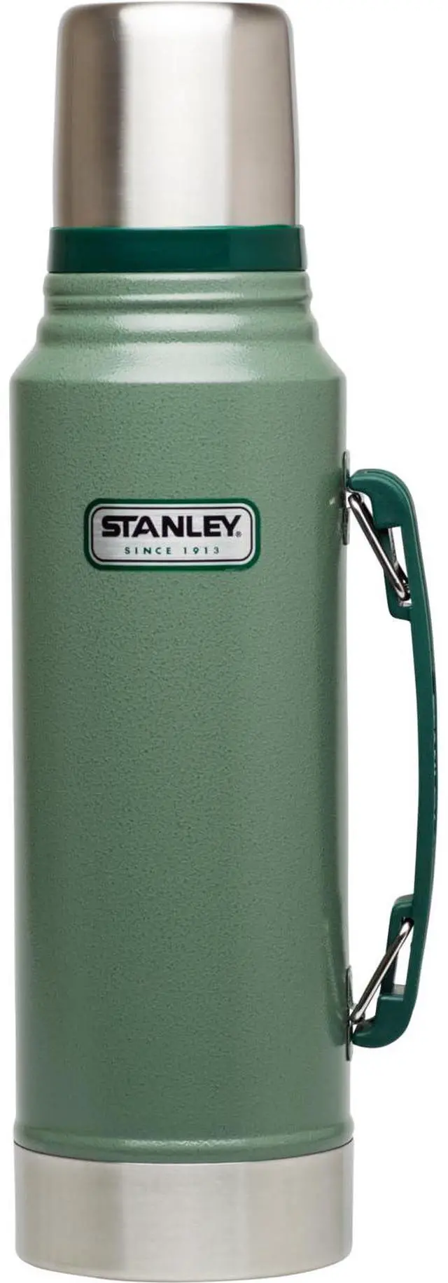 Main image of _Mega Brand Heritage Classic Vacuum Bottle with Handle 1.1 qt | Wide Mouth with Leakproof Cup Lid | Keep Drinks Hot or Cold for Travel | Insulated Stainless Steel Thermos | BPA-Free | Hammertone Green