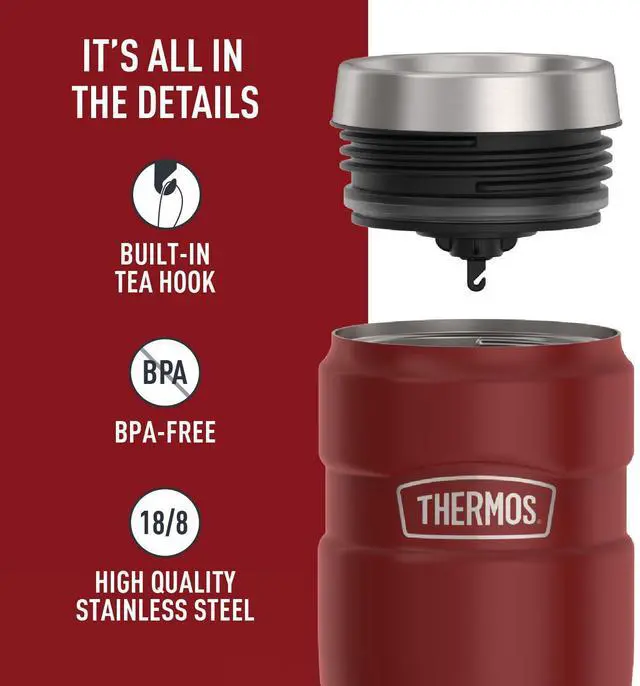 Alt view image 4 of 7 - _Mega Brand Stainless King Vacuum-Insulated Travel Tumbler, 16 Ounce, Rustic Red