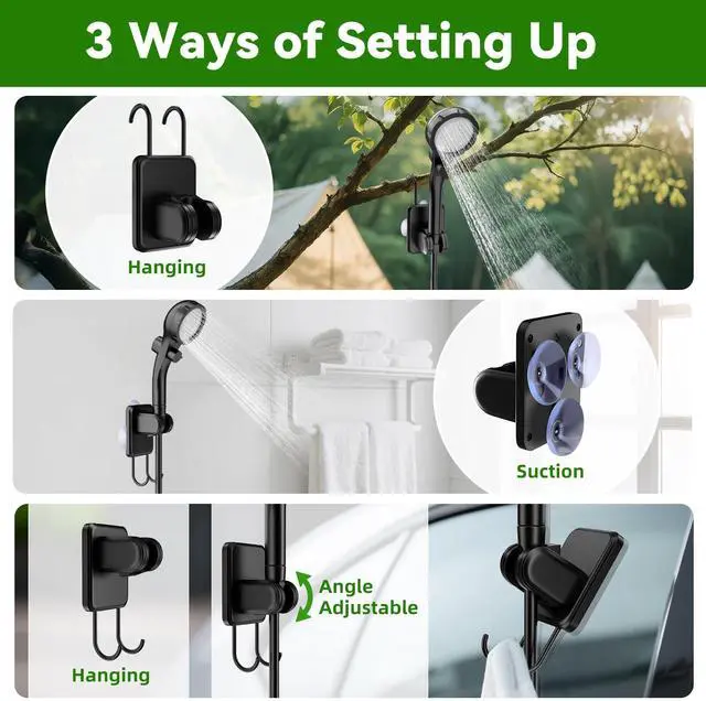 Alt view image 7 of 7 - _Mega Brand Portable Camping Shower with Heater, Long-Lasting 6000mAh Rechargeable Camping Shower with Sprayer Head,4 Spray Modes,IPX7 Waterproof Outdoor Camp Pump for Hiking, Travel, Car, Pet